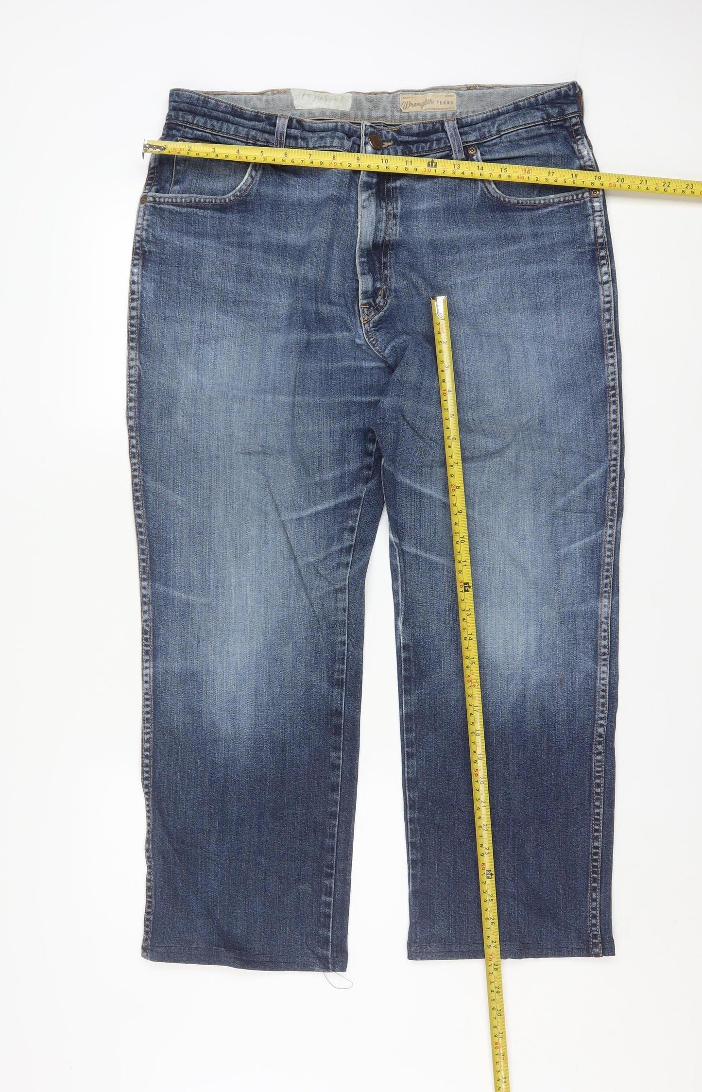 Wrangler Men's Blue 38W 30L Texas Stretch Straight Denim Jeans
