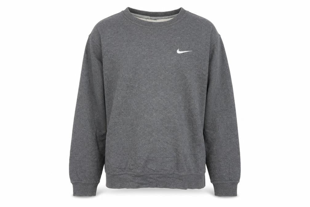 Front view of Nike Men's Grey Crew Neck Pullover Sweatshirt, size M