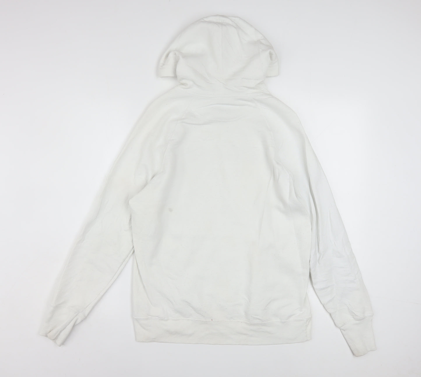 Champion Men's White Hoodie Pullover Medium Logo Print Cotton Blend