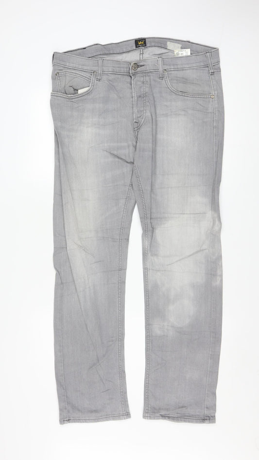 Lee Men Grey Daren Regular Fit Straight Denim Jeans W36 L32