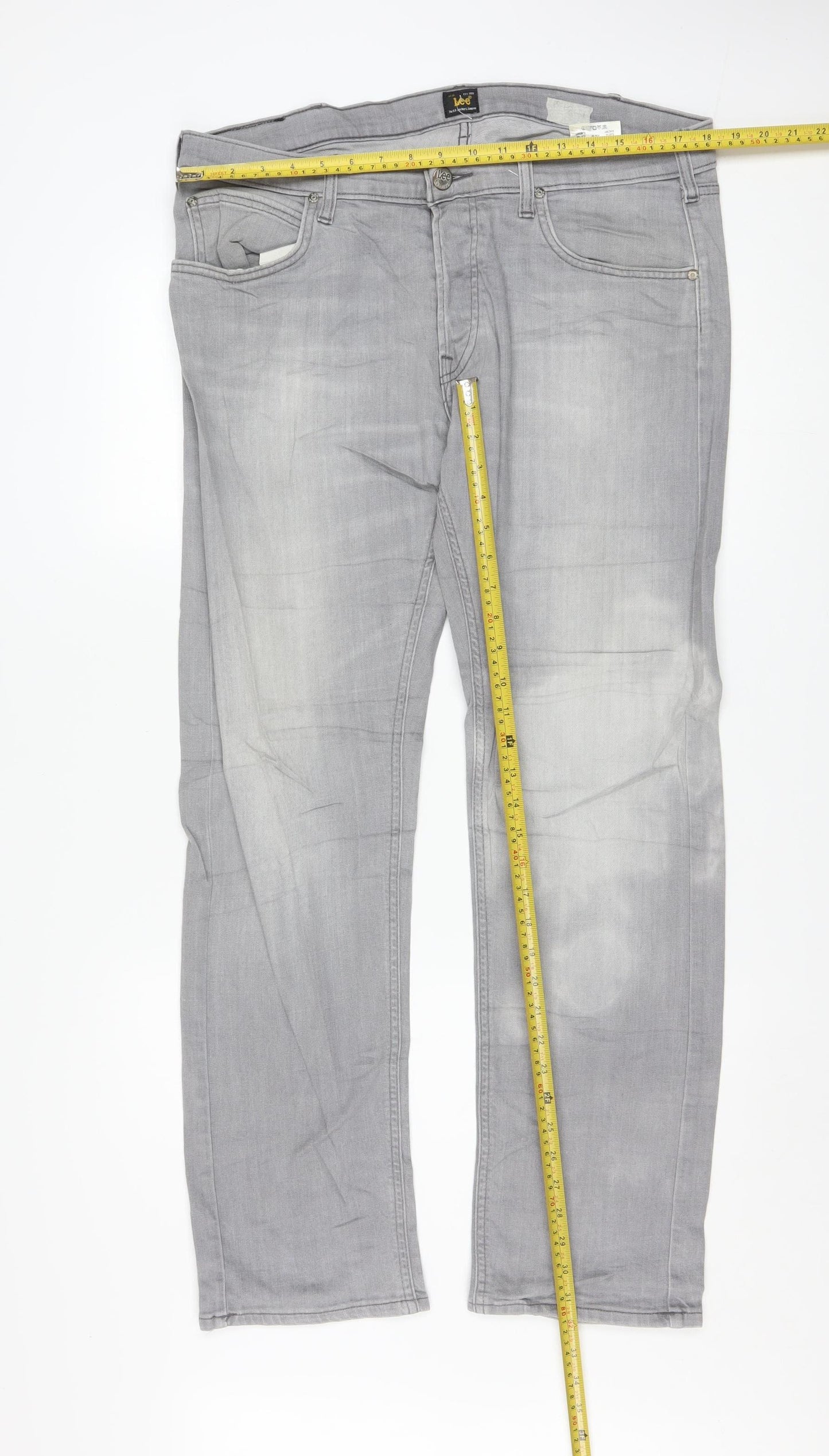 Lee Men Grey Daren Regular Fit Straight Denim Jeans W36 L32