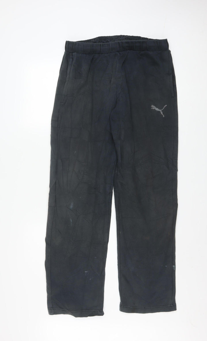 Puma Men's Black Track Pants L Regular Fit Cotton Blend