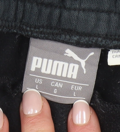 Puma Men's Black Track Pants L Regular Fit Cotton Blend