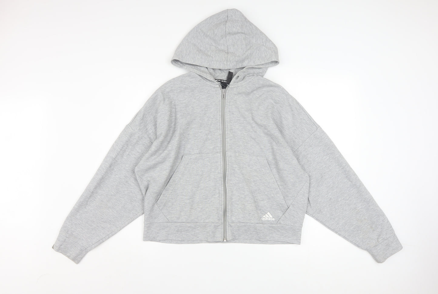 Adidas Women’s Grey Full Zip Hoodie Size 16-18 Lined Sportswear