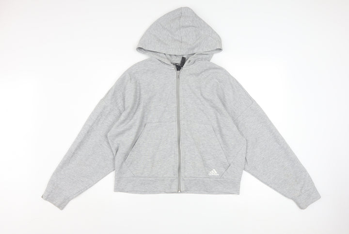 Adidas Women’s Grey Full Zip Hoodie Size 16-18 Lined Sportswear