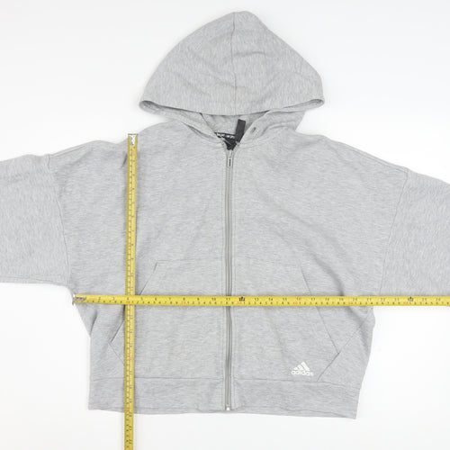 Adidas Women’s Grey Full Zip Hoodie Size 16-18 Lined Sportswear