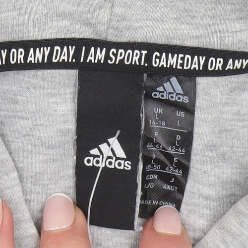 Adidas Women’s Grey Full Zip Hoodie Size 16-18 Lined Sportswear