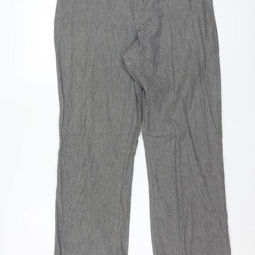 Lee Women Grey Stripe Chino Trousers Size 14 Medium Cotton Blend