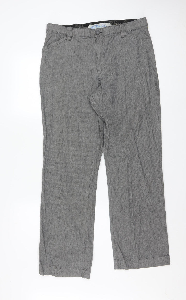 Lee Women Grey Stripe Chino Trousers Size 14 Medium Cotton Blend
