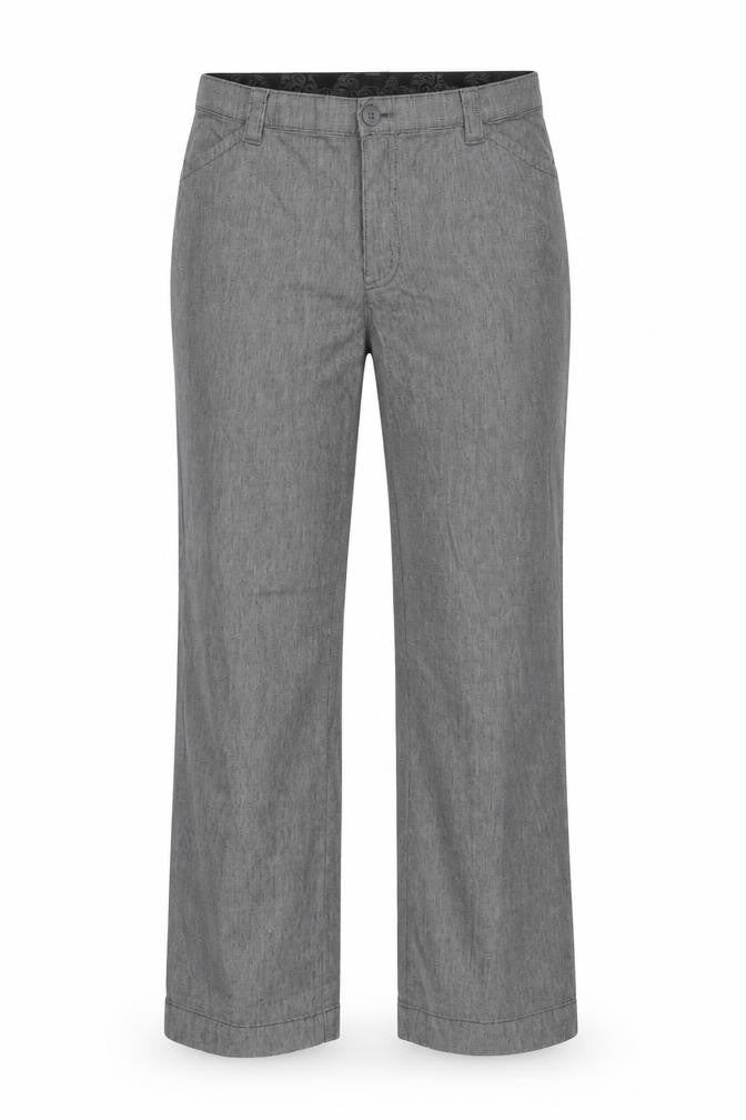 Front view of Lee Women Grey Stripe Chino Trousers, size 14, Medium Cotton Blend
