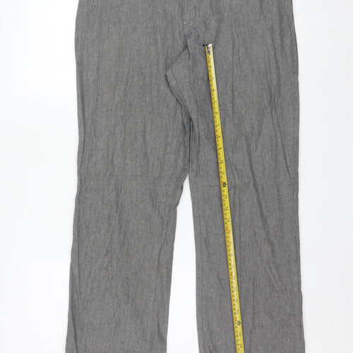 Lee Women Grey Stripe Chino Trousers Size 14 Medium Cotton Blend
