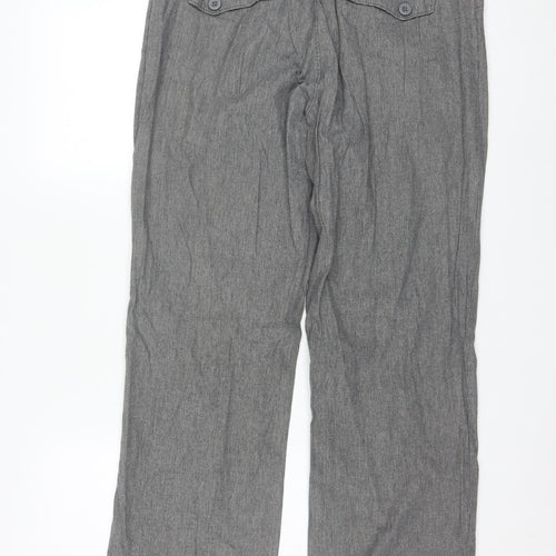 Lee Women Grey Stripe Chino Trousers Size 14 Medium Cotton Blend