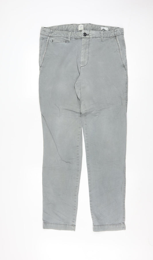 GAP Men's Grey Slim Fit Chino Trousers Size 34x32
