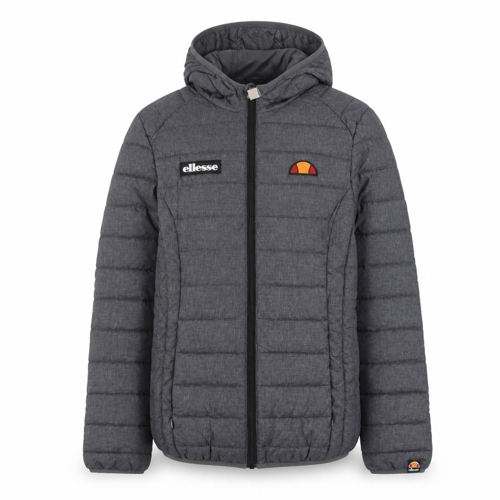 Front view of Ellesse women’s grey, size UK 6, hooded puffer jacket