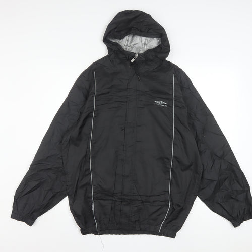 Umbro Mens Black S Lightweight Hooded Windbreaker Jacket