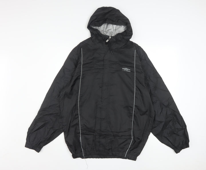 Umbro Mens Black S Lightweight Hooded Windbreaker Jacket