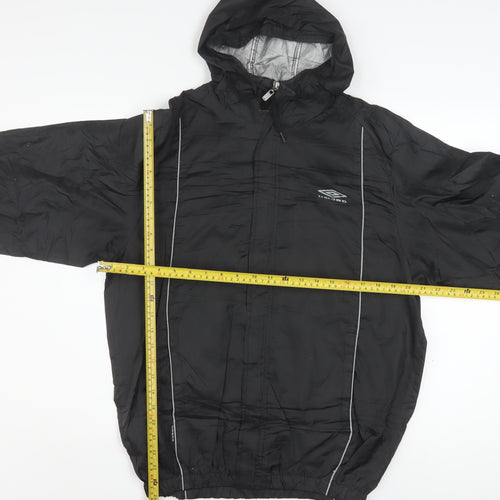 Umbro Mens Black S Lightweight Hooded Windbreaker Jacket