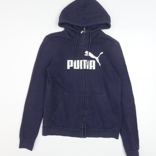 PUMA Women's Navy Full Zip Hoodie Size 12 Cotton Blend