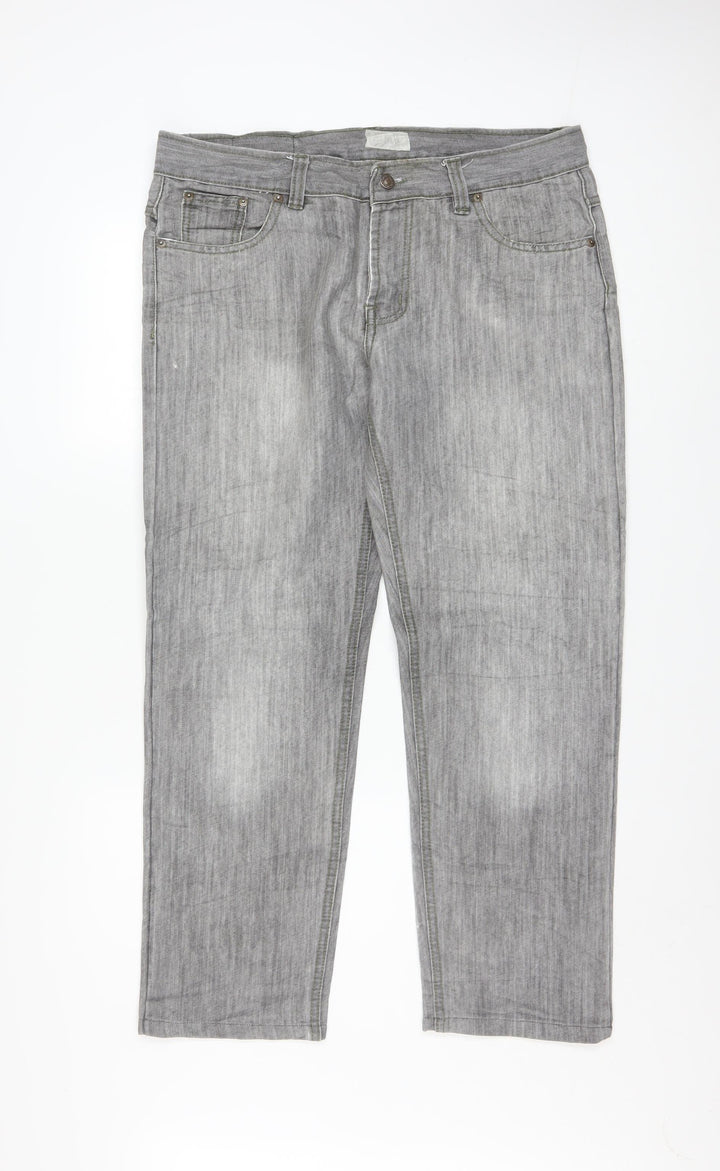 Levi's Retro Jeans Men's Grey Straight Leg 36 Waist Cotton Denim