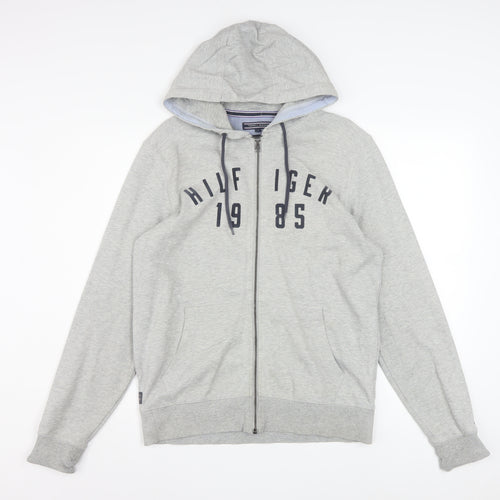 Tommy Hilfiger Men's Grey Full Zip Hoodie Size S Vintage Fit