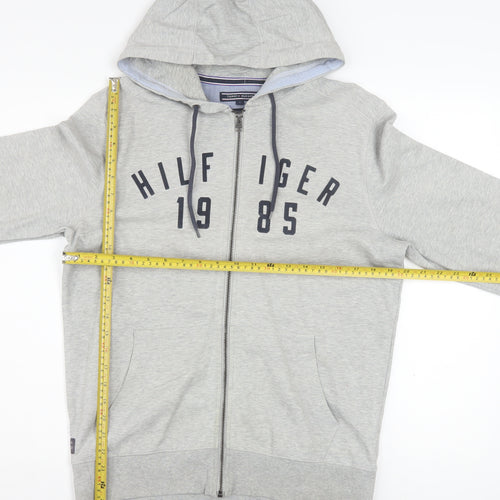 Tommy Hilfiger Men's Grey Full Zip Hoodie Size S Vintage Fit