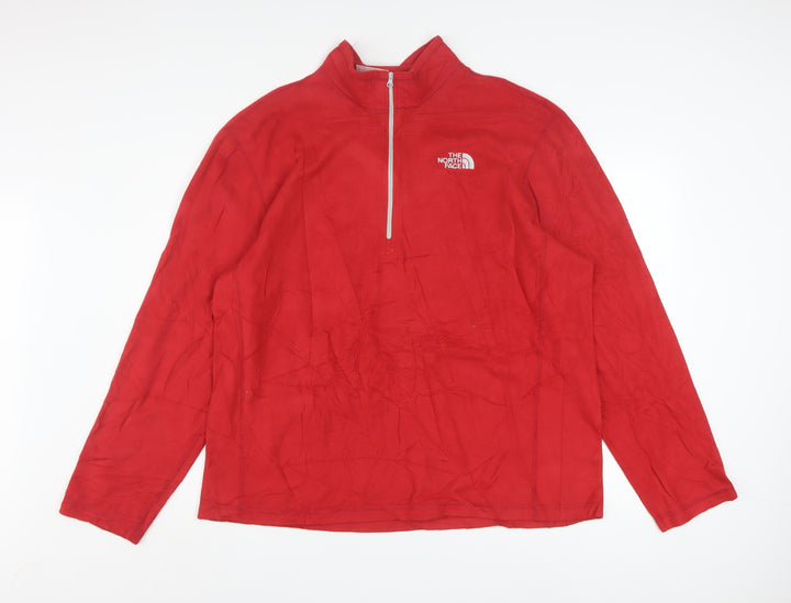 The North Face Mens Red XL Fleece 1/4 Zip Pullover Sweatshirt