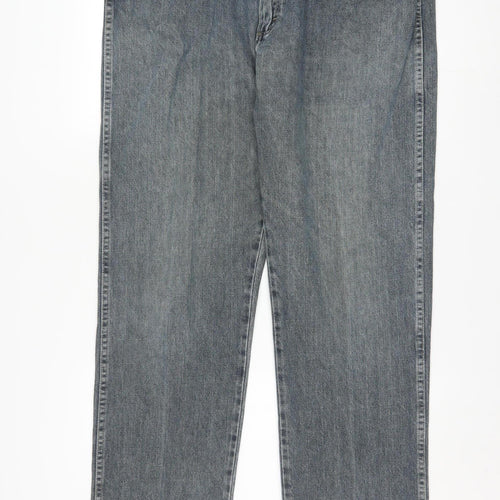 Wrangler Men's Blue 36x34 Regular Fit Straight Denim Jeans