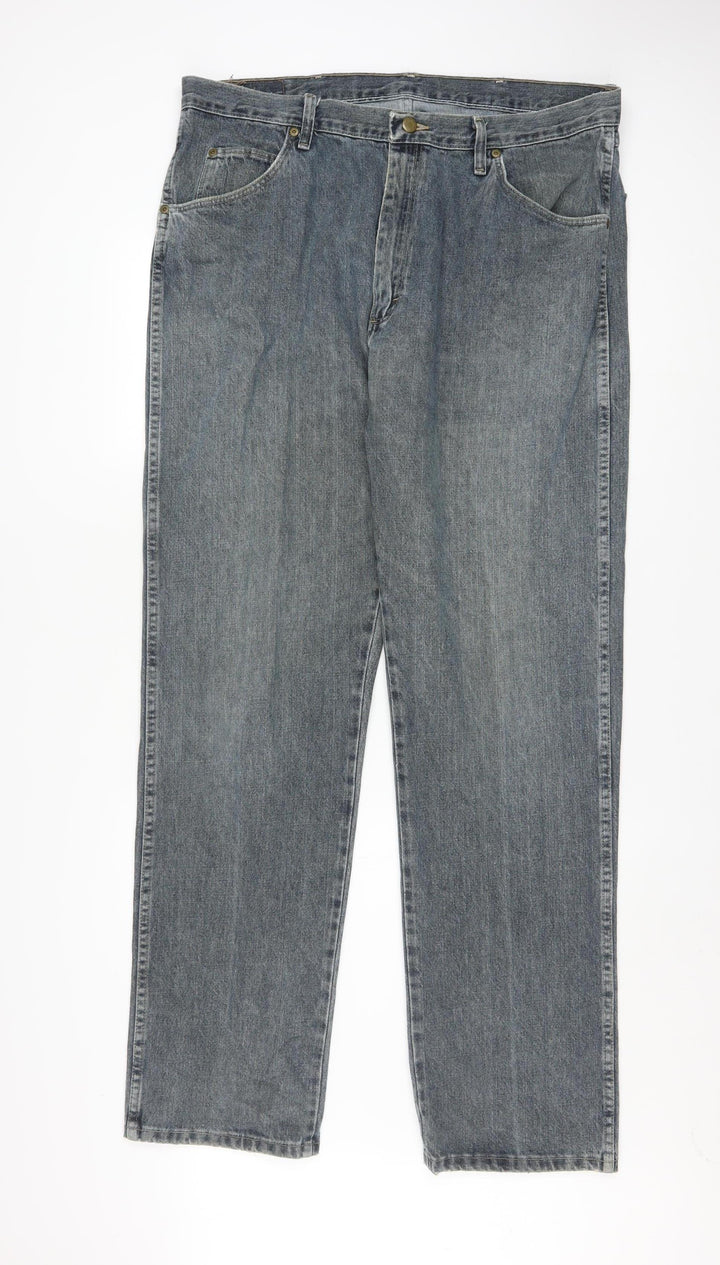 Wrangler Men's Blue 36x34 Regular Fit Straight Denim Jeans