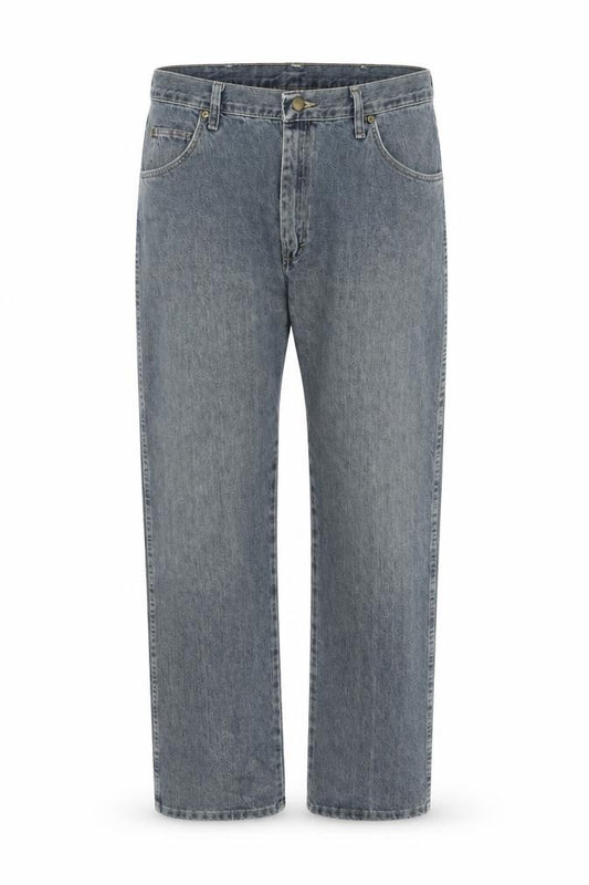 Front view of Wrangler Men's Blue 36x34 Regular Fit Straight Denim Jeans