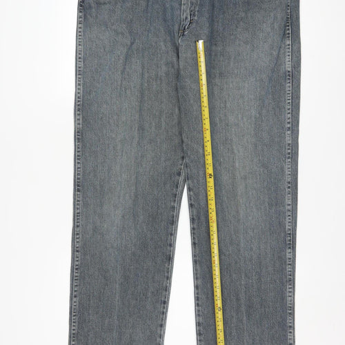 Wrangler Men's Blue 36x34 Regular Fit Straight Denim Jeans