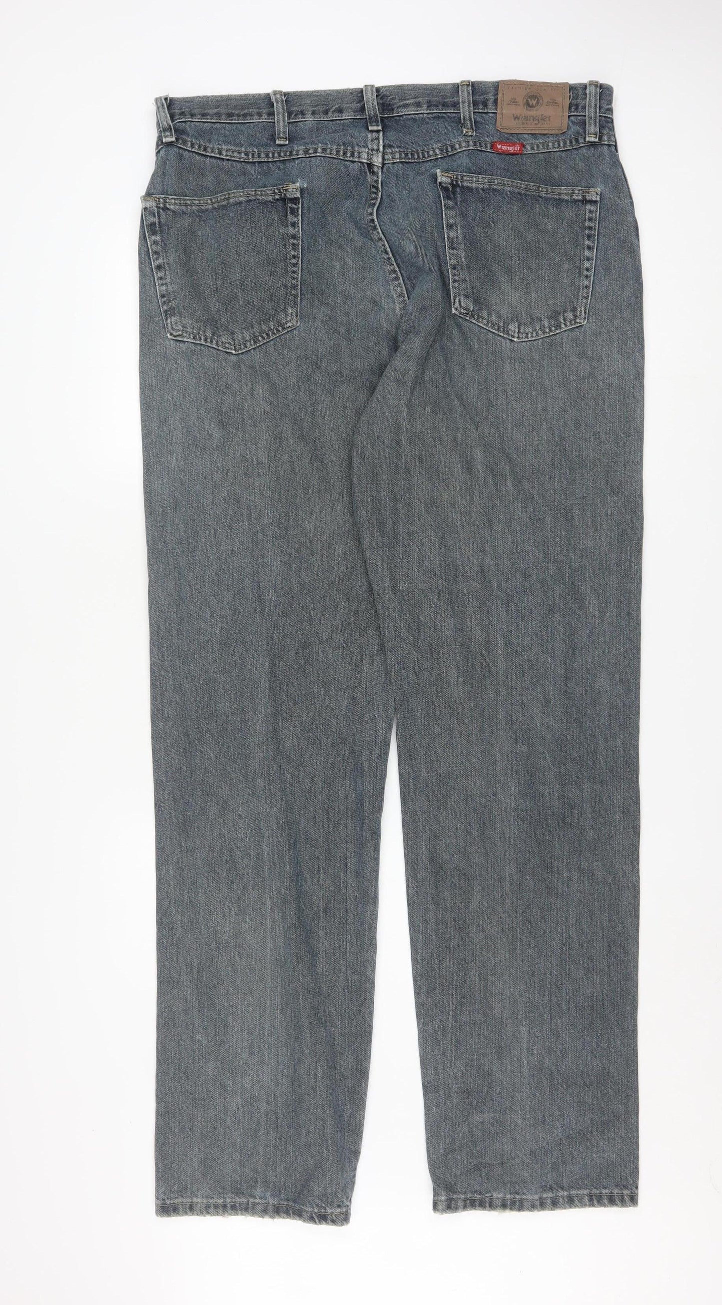 Wrangler Men's Blue 36x34 Regular Fit Straight Denim Jeans