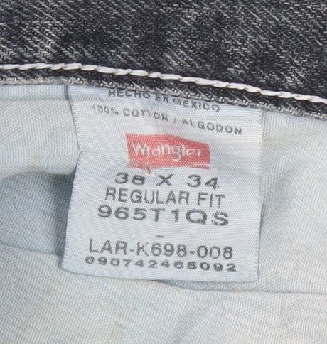 Wrangler Men's Blue 36x34 Regular Fit Straight Denim Jeans