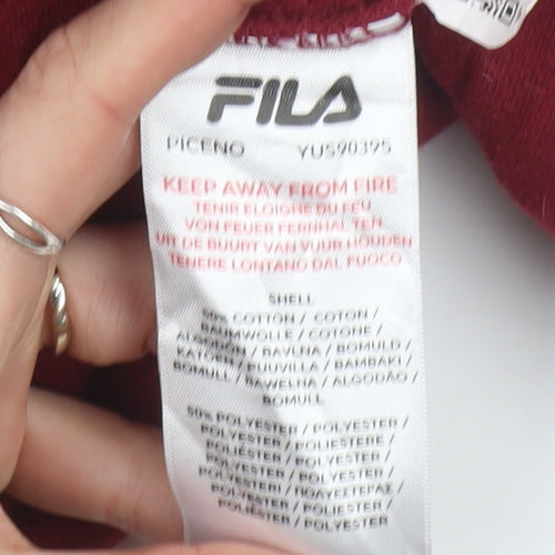 Fila Boys Burgundy 1/4 Zip Sweatshirt Size 164CM Cotton Blend Pullover