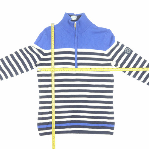 Ralph Lauren Men's Blue Striped Cotton 1/2 Zip Jumper L