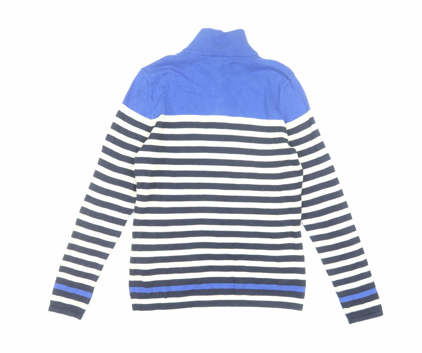 Ralph Lauren Men's Blue Striped Cotton 1/2 Zip Jumper L