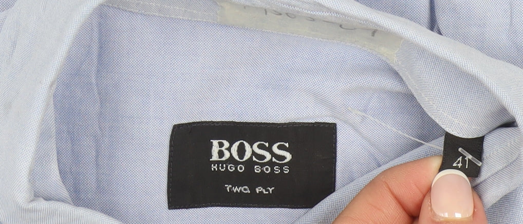 Hugo Boss Men's Blue 41 Button-Down Long Sleeve Cotton Shirt