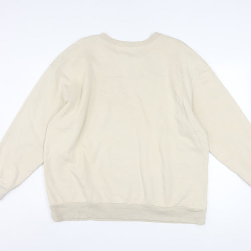 Disney Classics at George Women Beige Stitch Sweatshirt L Pullover Cotton Blend