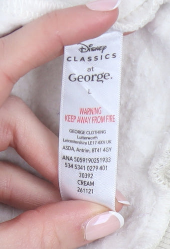 Disney Classics at George Women Beige Stitch Sweatshirt L Pullover Cotton Blend