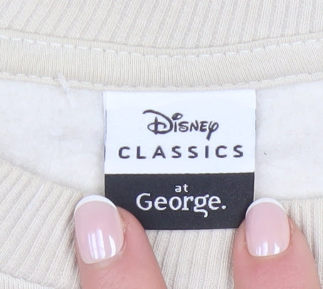 Disney Classics at George Women Beige Stitch Sweatshirt L Pullover Cotton Blend