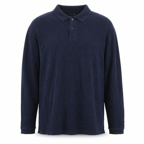 Russell Mens Blue XL Long Sleeve Collared Button-Up Polo Shirt