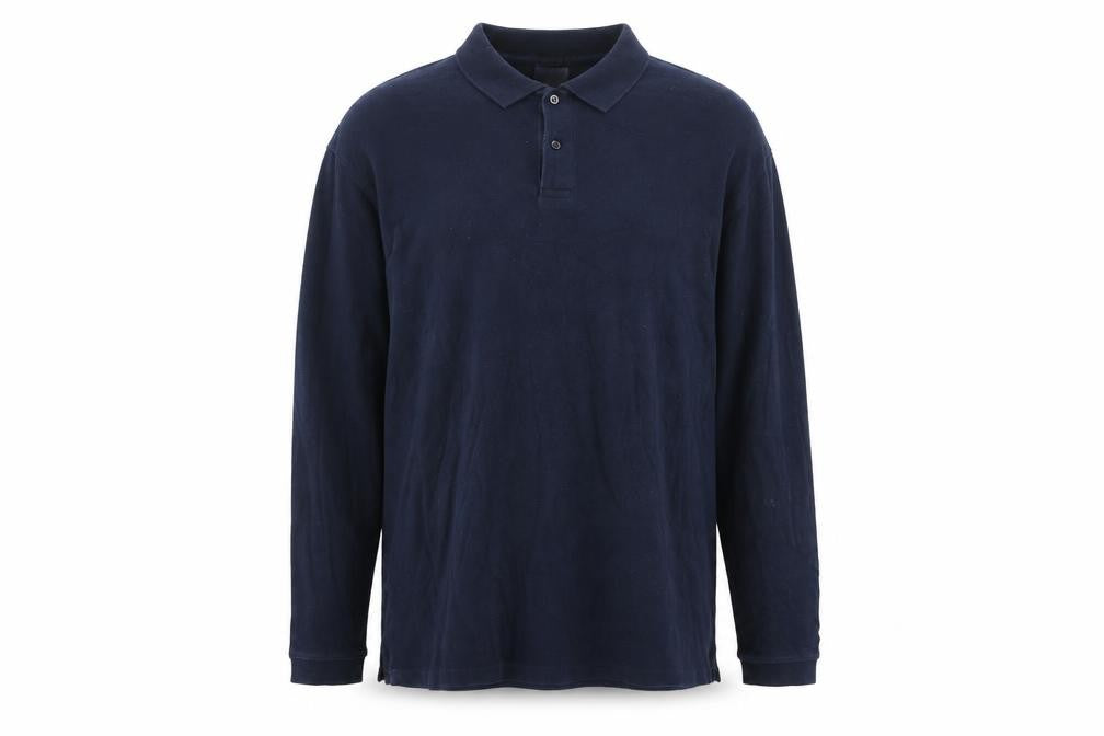 Russell Mens Blue XL Long Sleeve Collared Button-Up Polo Shirt