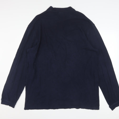 Russell Mens Blue XL Long Sleeve Collared Button-Up Polo Shirt