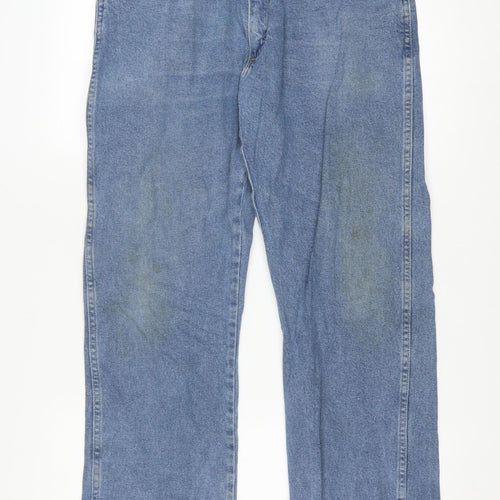 Wrangler Men's Blue 34x32 Regular Fit Straight Denim Jeans