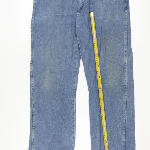 Wrangler Men's Blue 34x32 Regular Fit Straight Denim Jeans