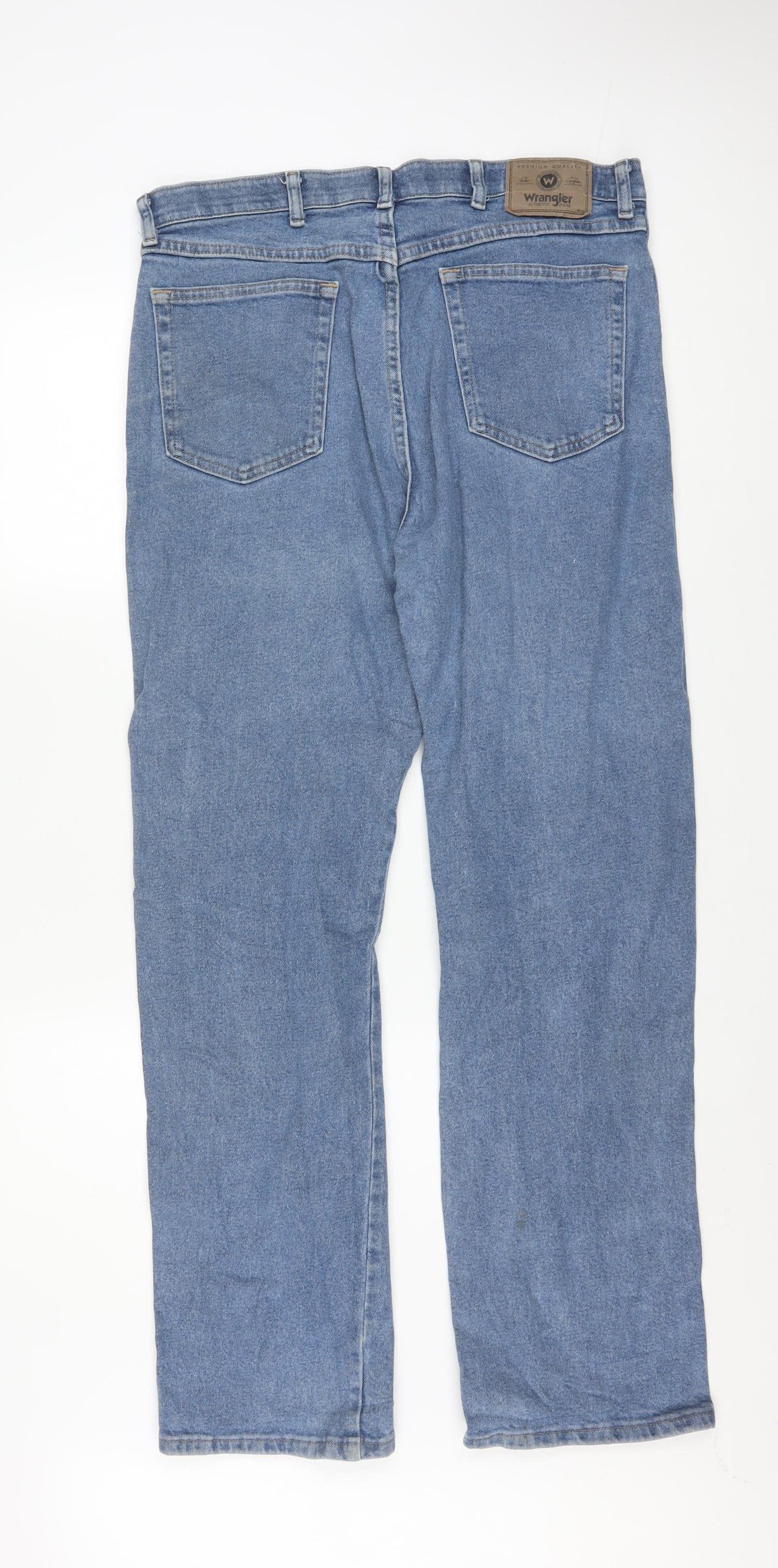 Wrangler Men's Blue 34x32 Regular Fit Straight Denim Jeans