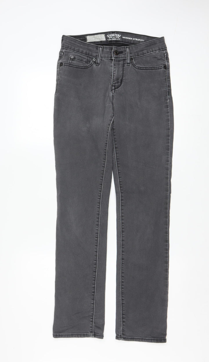 Levi Strauss Signature Grey Modern Straight Jeans W27 L32 Women