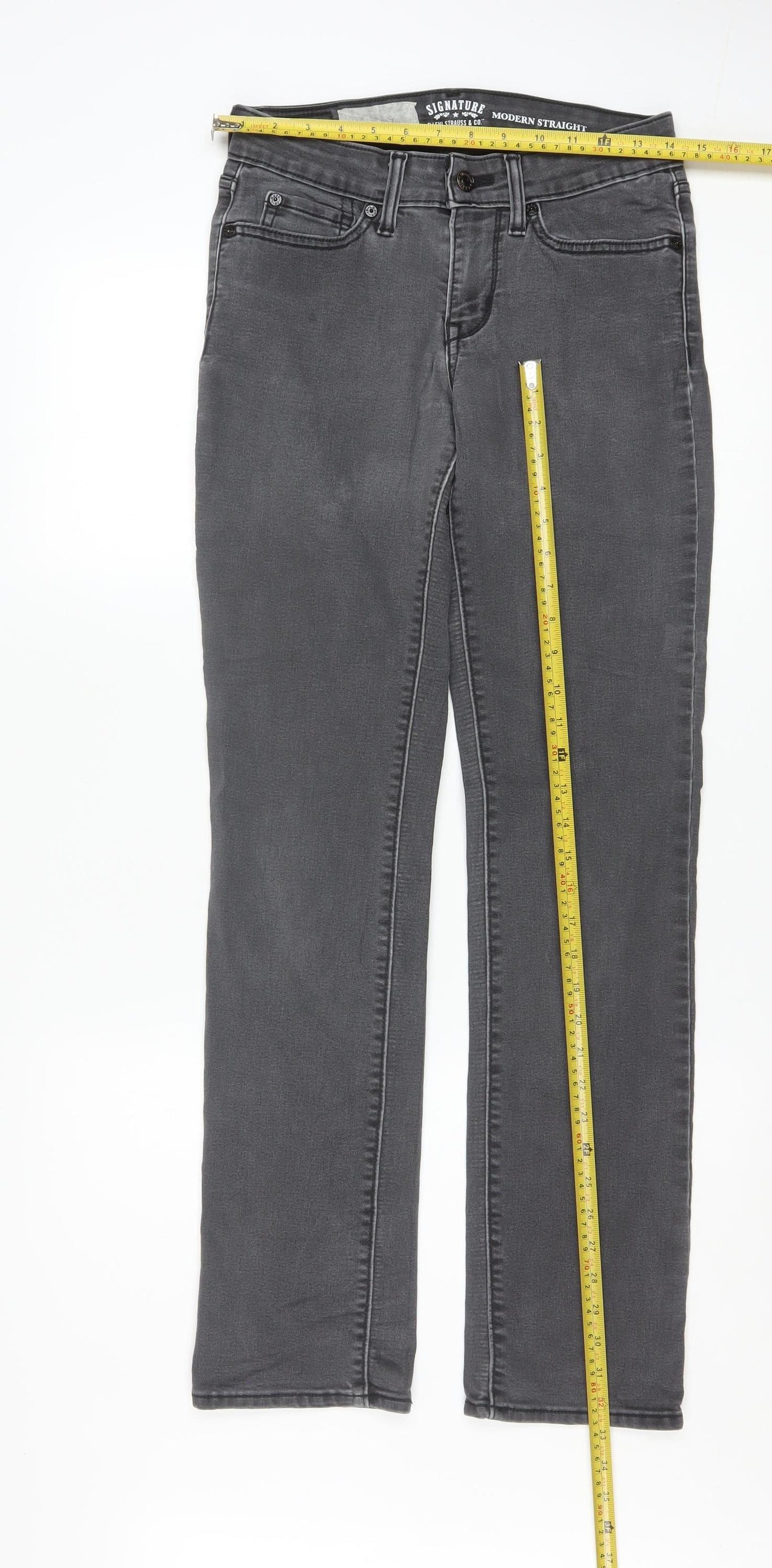 Levi Strauss Signature Grey Modern Straight Jeans W27 L32 Women