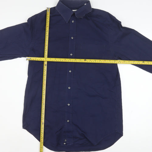 Armani Collezioni Men's Blue 15.5 Regular Fit Long Sleeve Button-Up Shirt