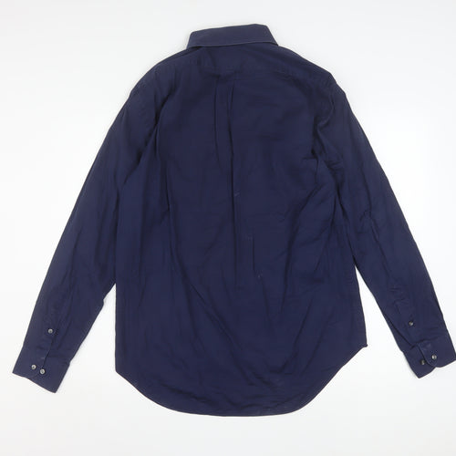 Armani Collezioni Men's Blue 15.5 Regular Fit Long Sleeve Button-Up Shirt