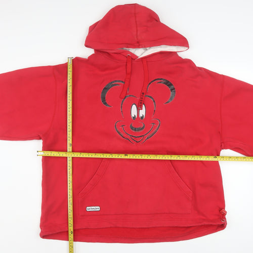 Walt Disney World Red Mickey Mouse Hoodie Women XL Pullover Fleece Sweatshirt